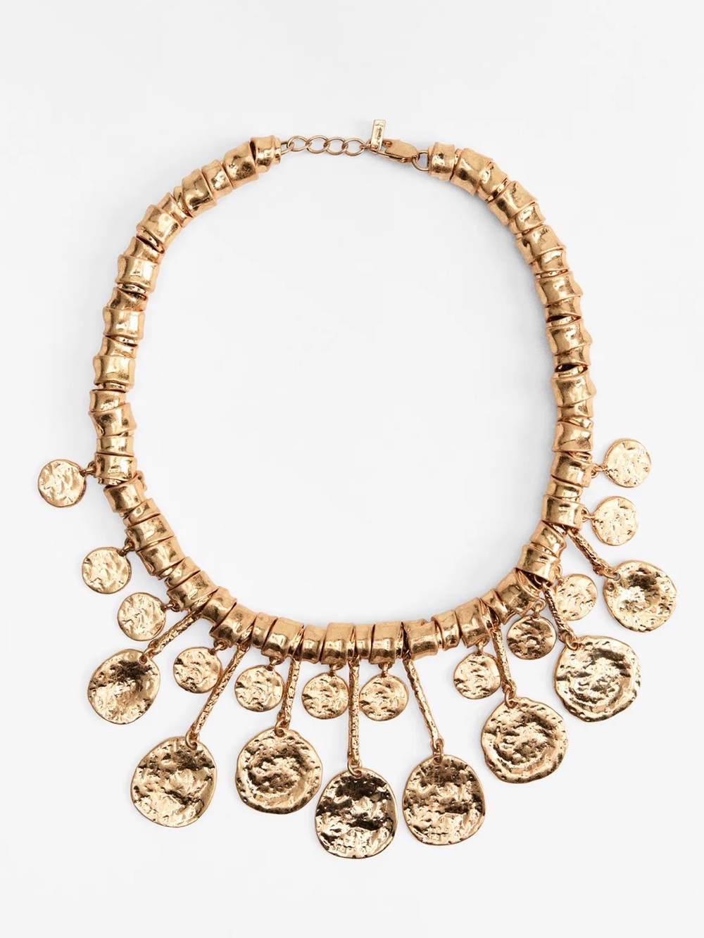 Zara Gold-Tone Hammered Disc Layered Necklace